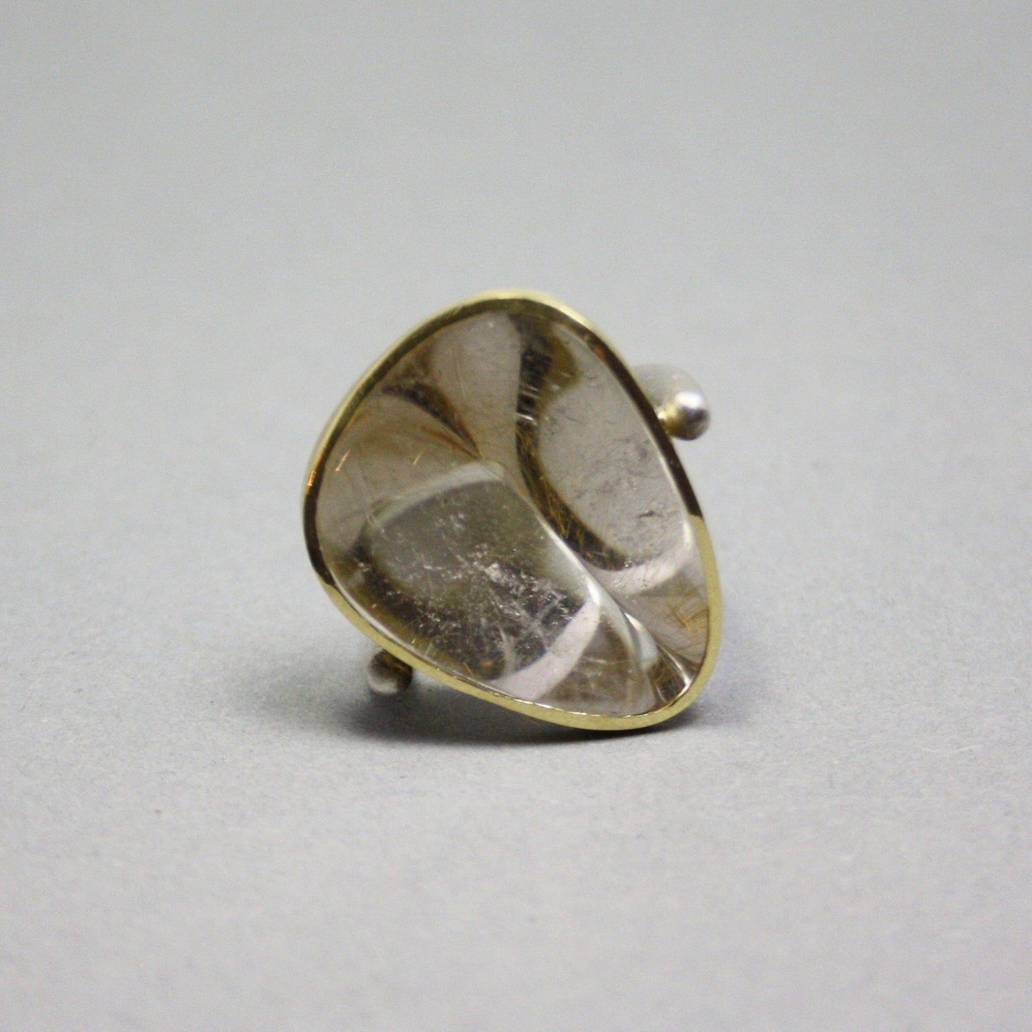 Ring 750 gold 925 silver with rutilated quartz size. 57