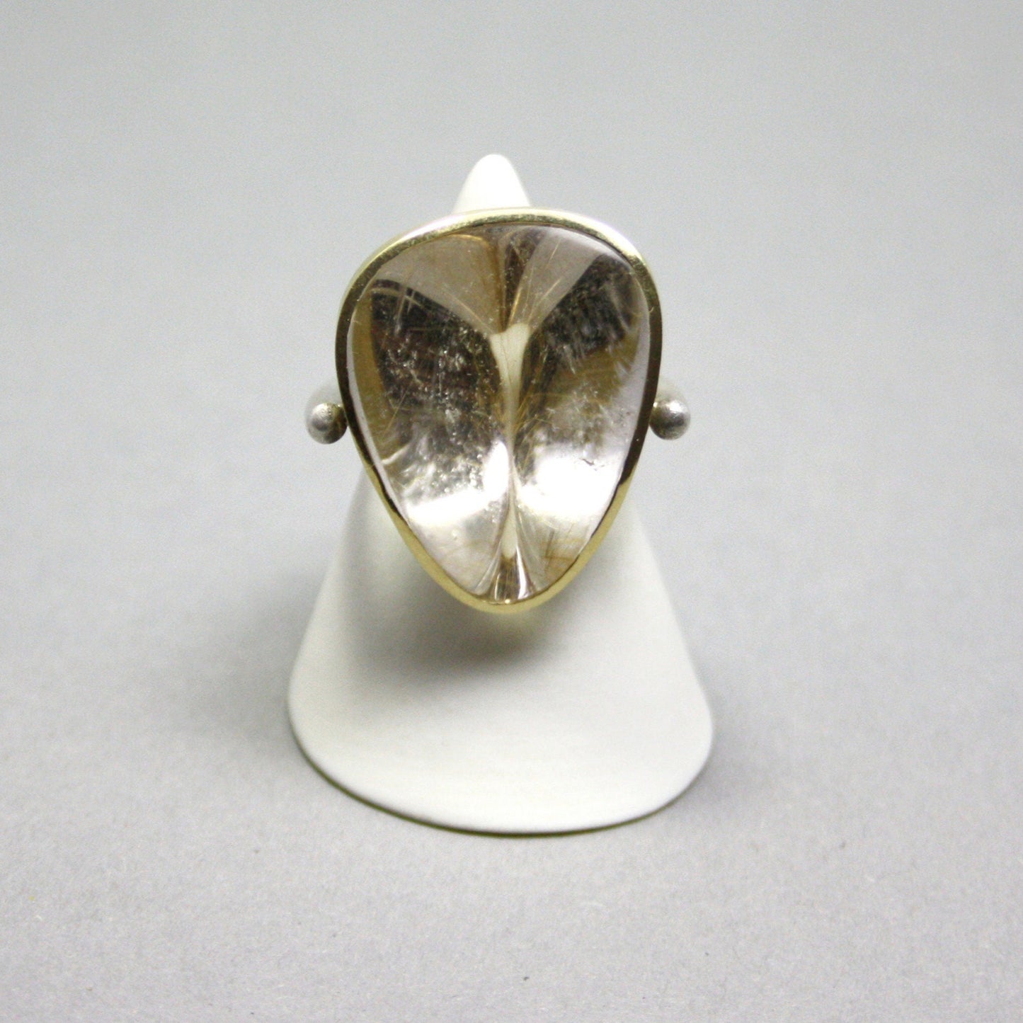 Ring 750 gold 925 silver with rutilated quartz size. 57