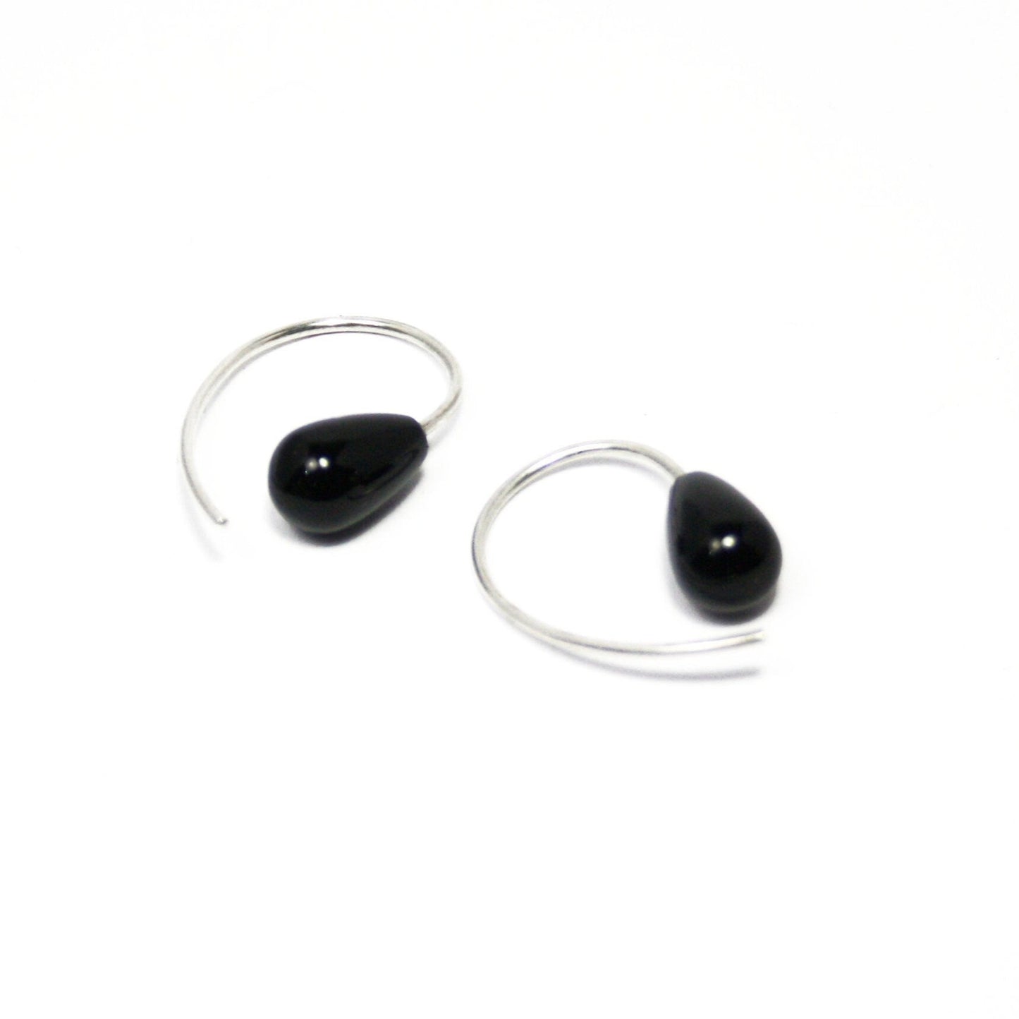 Ohrhänger Onyx 925er-Silber glänzend