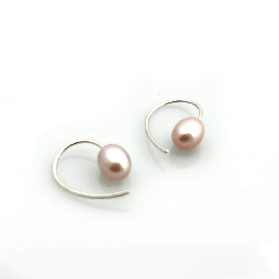 Zart rosa Perlenohrringe aus 925er Sterling Silber