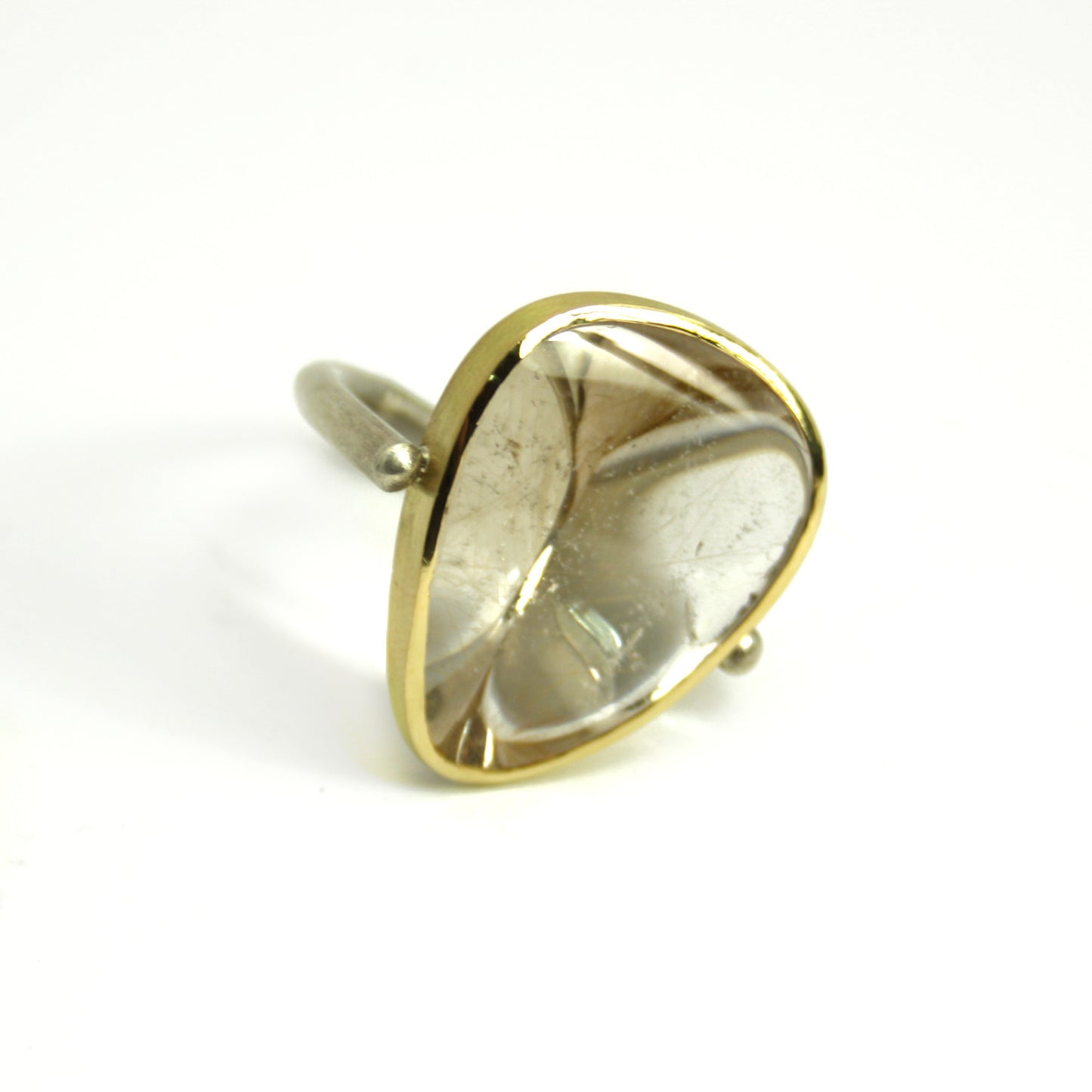 Ring 750 gold 925 silver with rutilated quartz size. 57