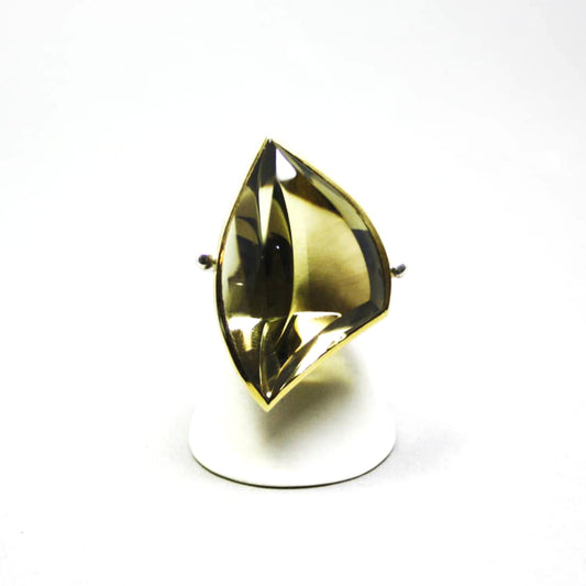 Ring 750 gold 925 silver with smoky quartz size. 57