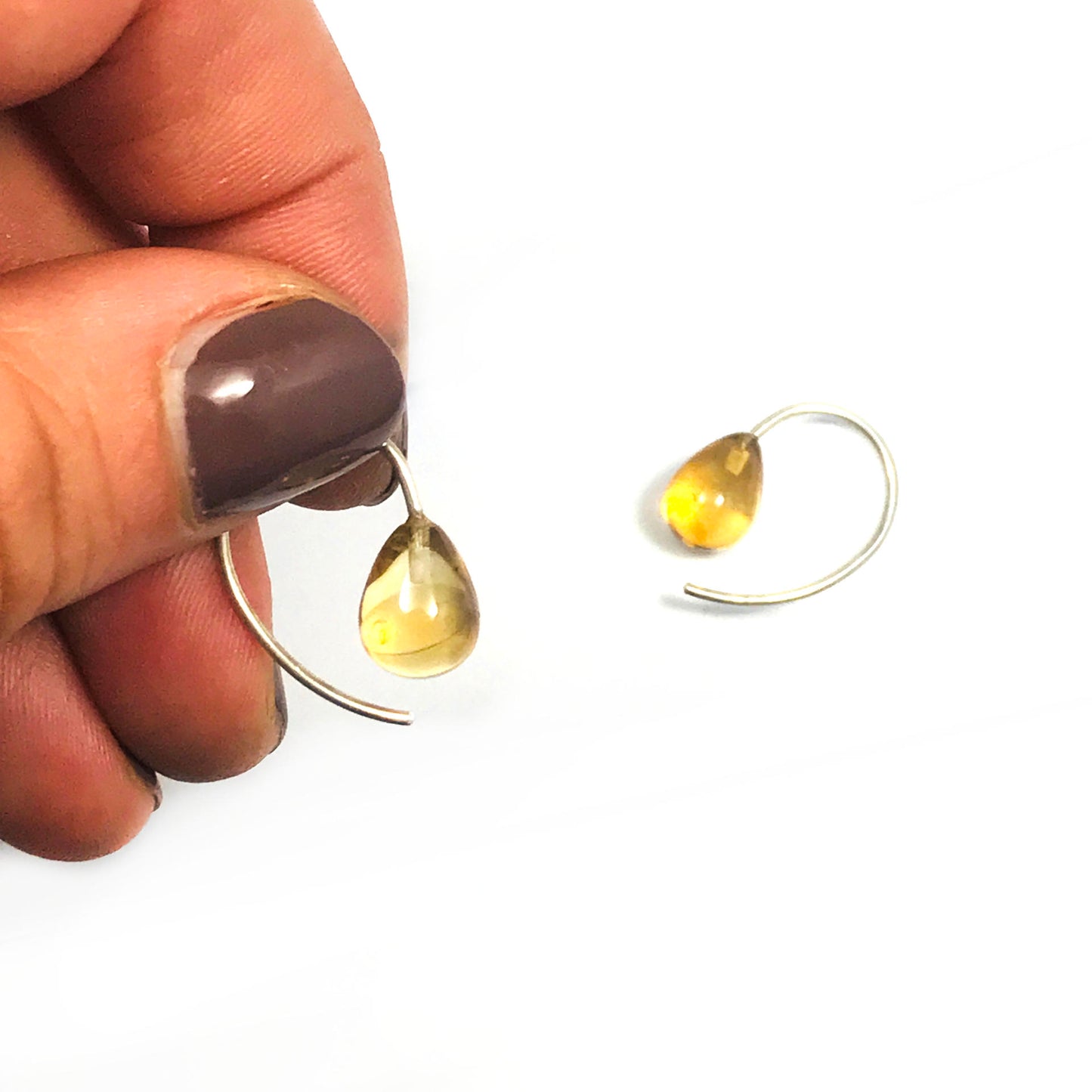 Handgefertigte Tropfenohrringe aus echtem Citrin und 925 Sterling Silber