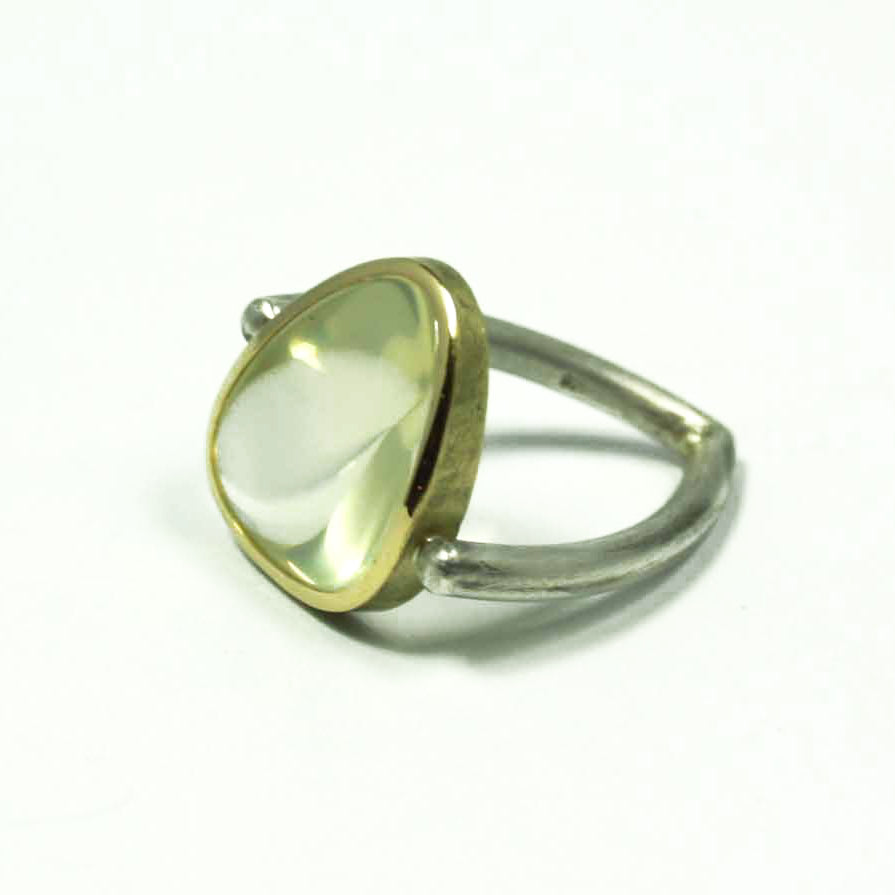 Ring 750 gold 925 silver with lemon quartz size. 54