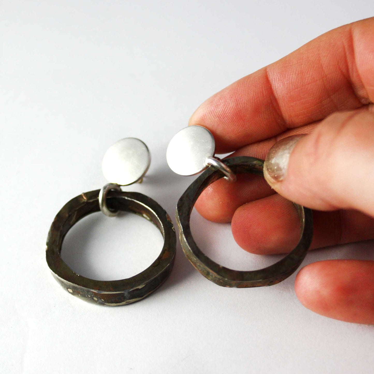 Ohrstecker 925-Silber und Recycling Weißblech