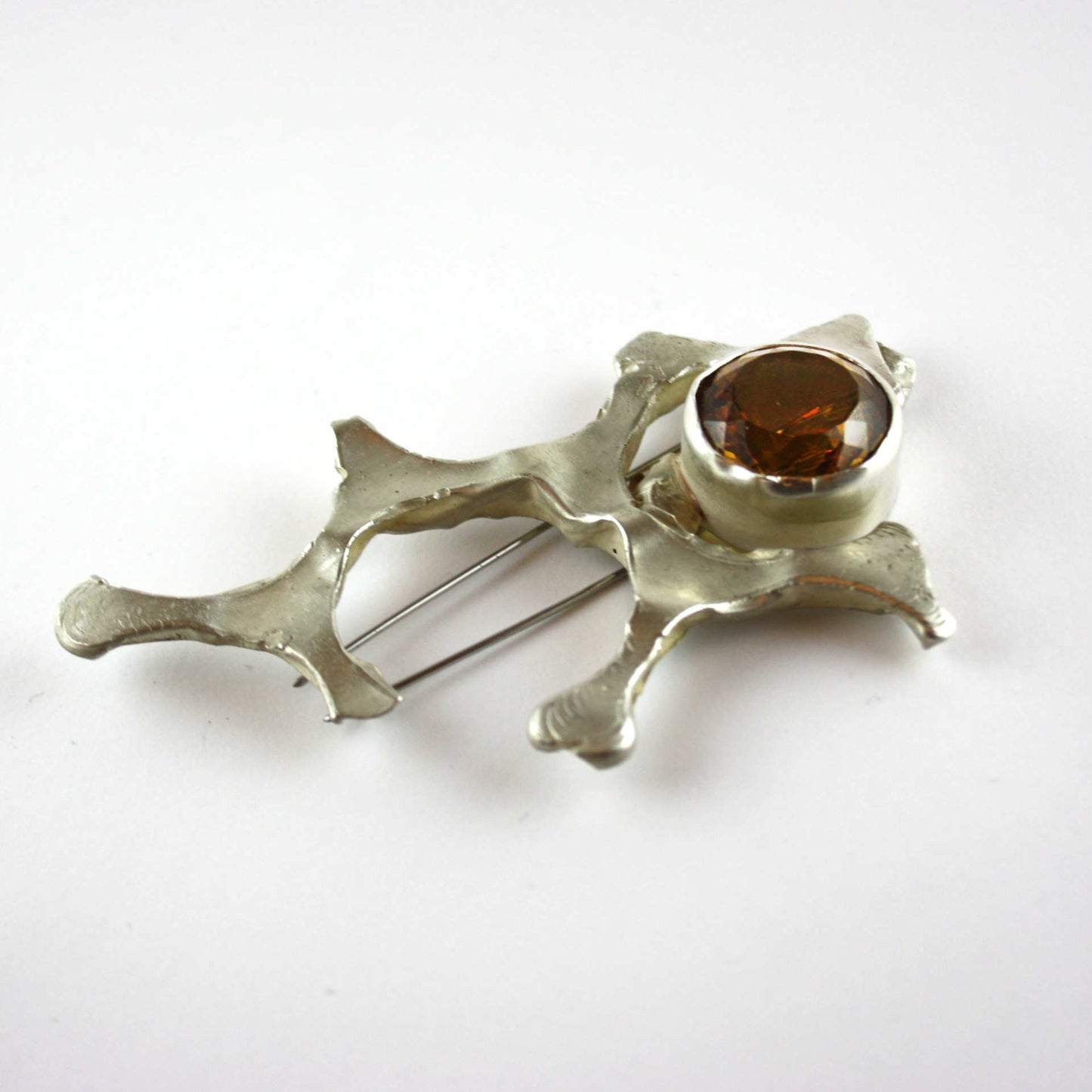 Brooch 925 silver with citrine