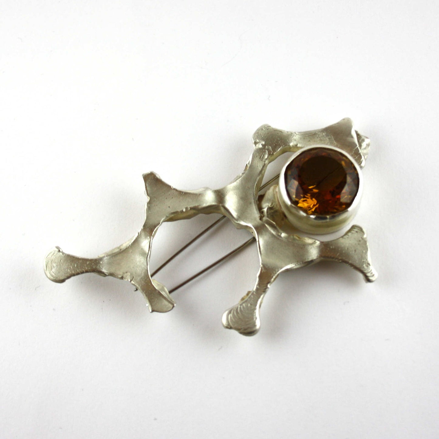 Brooch 925 silver with citrine