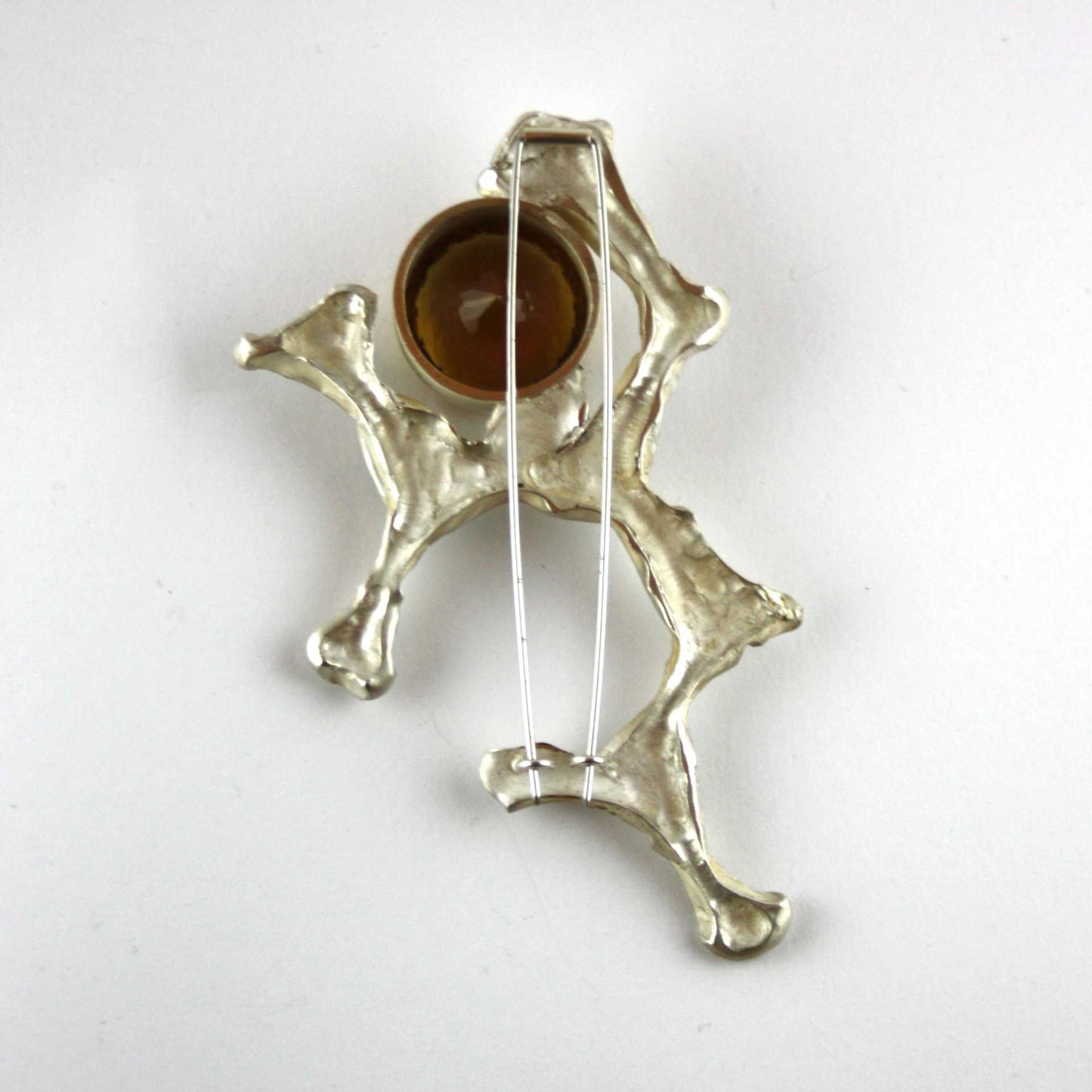 Brooch 925 silver with citrine