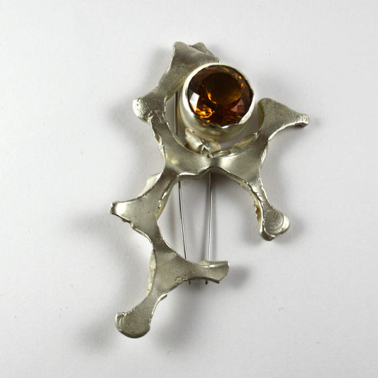 Brooch 925 silver with citrine