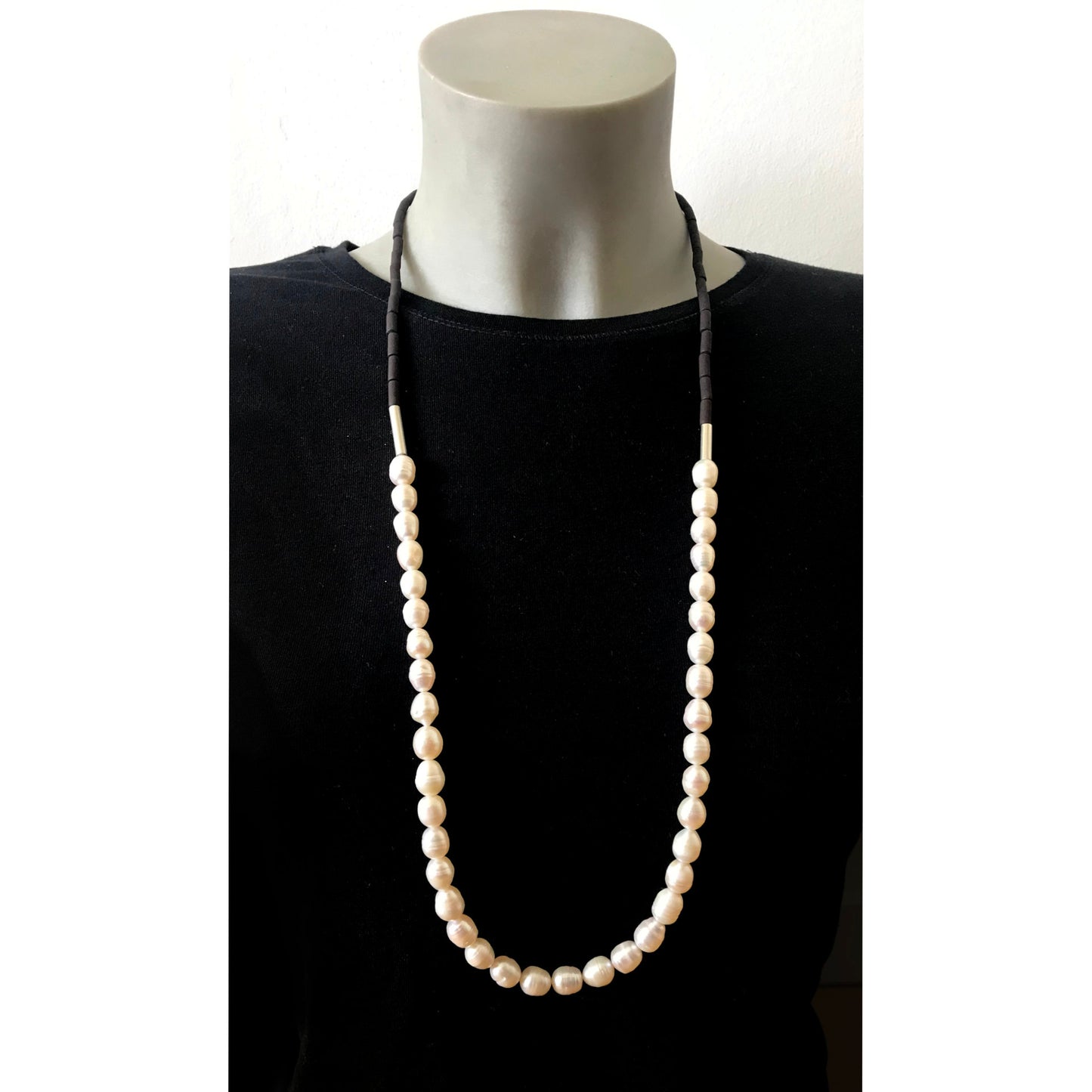 Long necklace aquamarine lava 925 silver