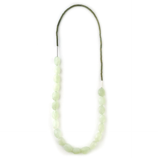 Long necklace serpentine lava 925 silver