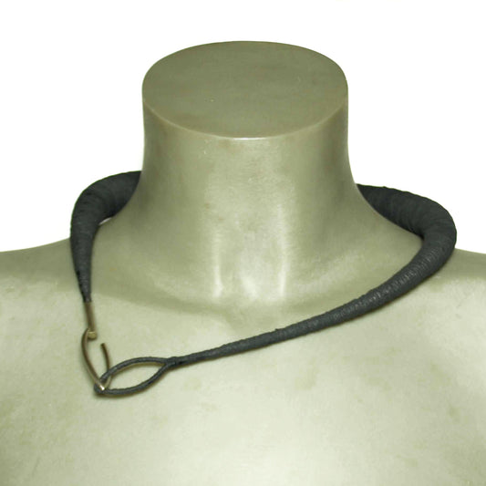 Textile Choker Yarn Resin 925 Silver Anthracite