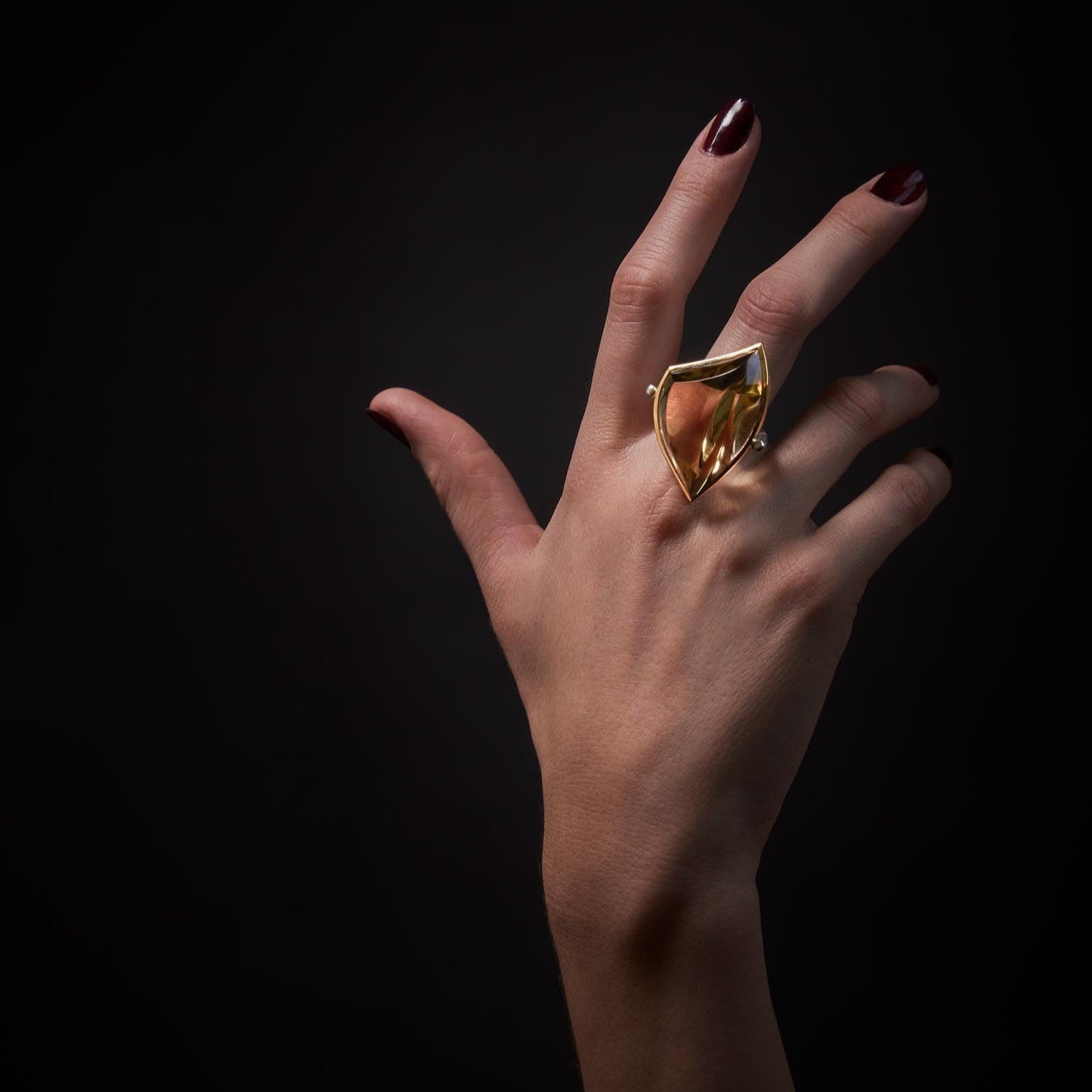 Ring 750 gold 925 silver with smoky quartz size. 57