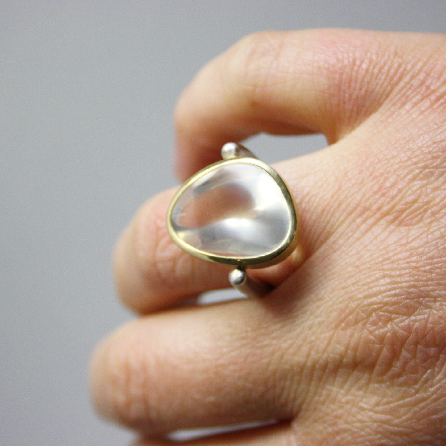 Ring 750 gold 925 silver with lemon quartz size. 54