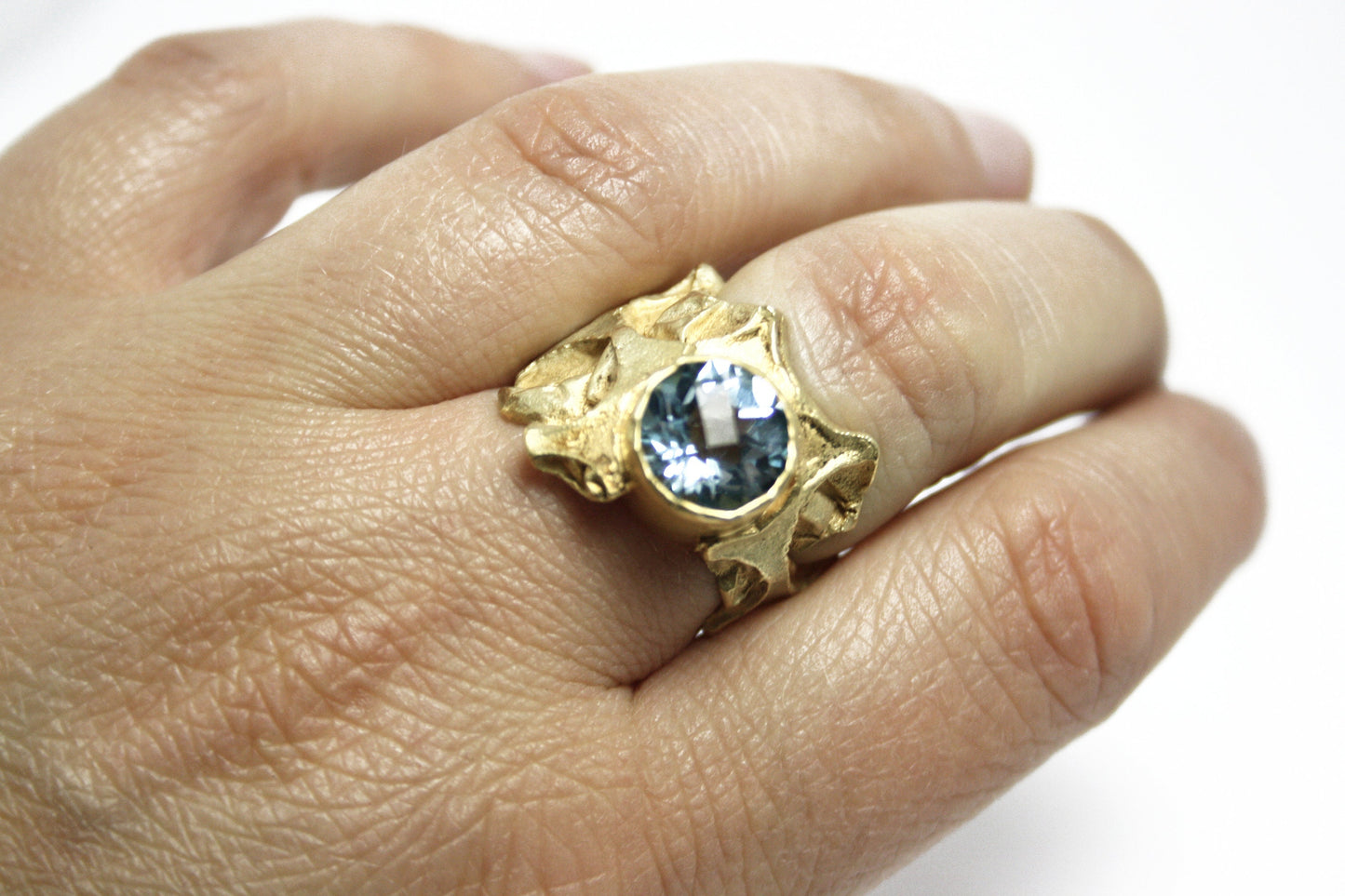 Ring 925 silver gold-plated with topaz size. 55