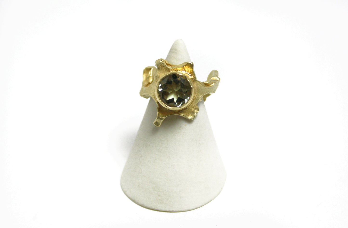 Ring 925 silver gold-plated with prasiolite size. 55