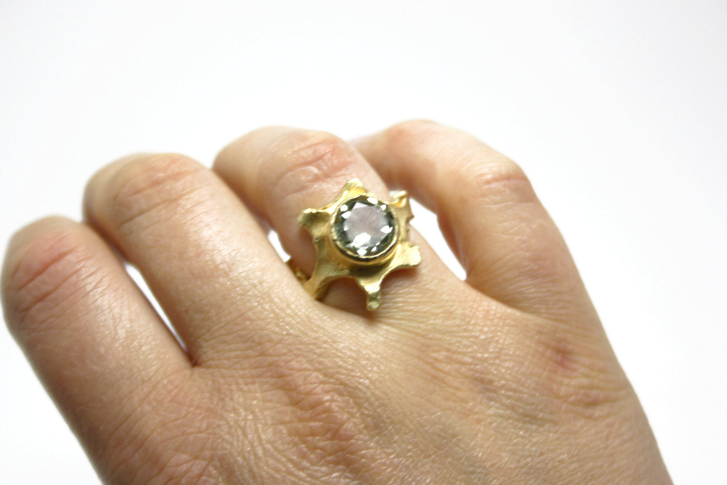 Ring 925 silver gold-plated with prasiolite size. 55