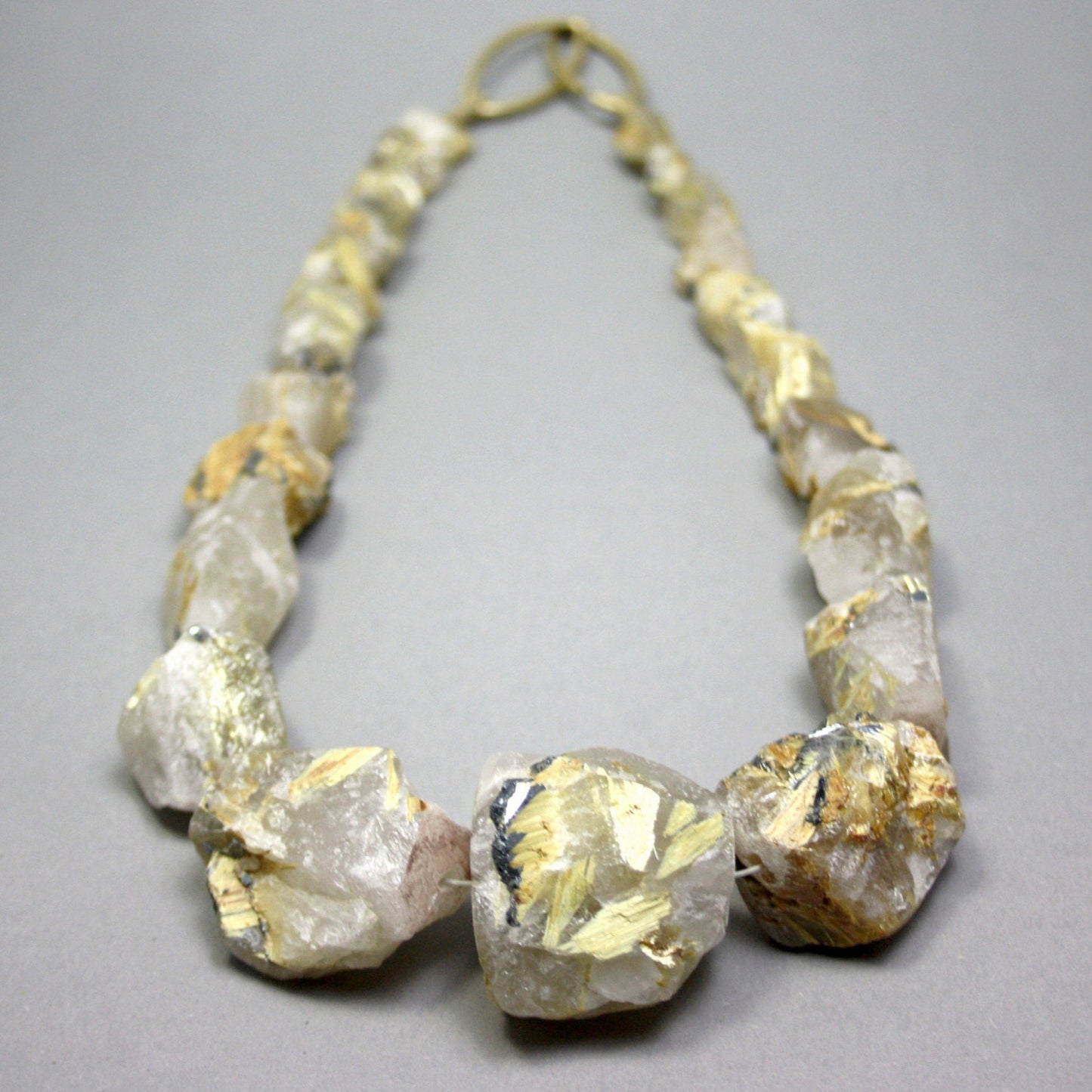 Necklace made of rutilated quartz 925 silver gold plated