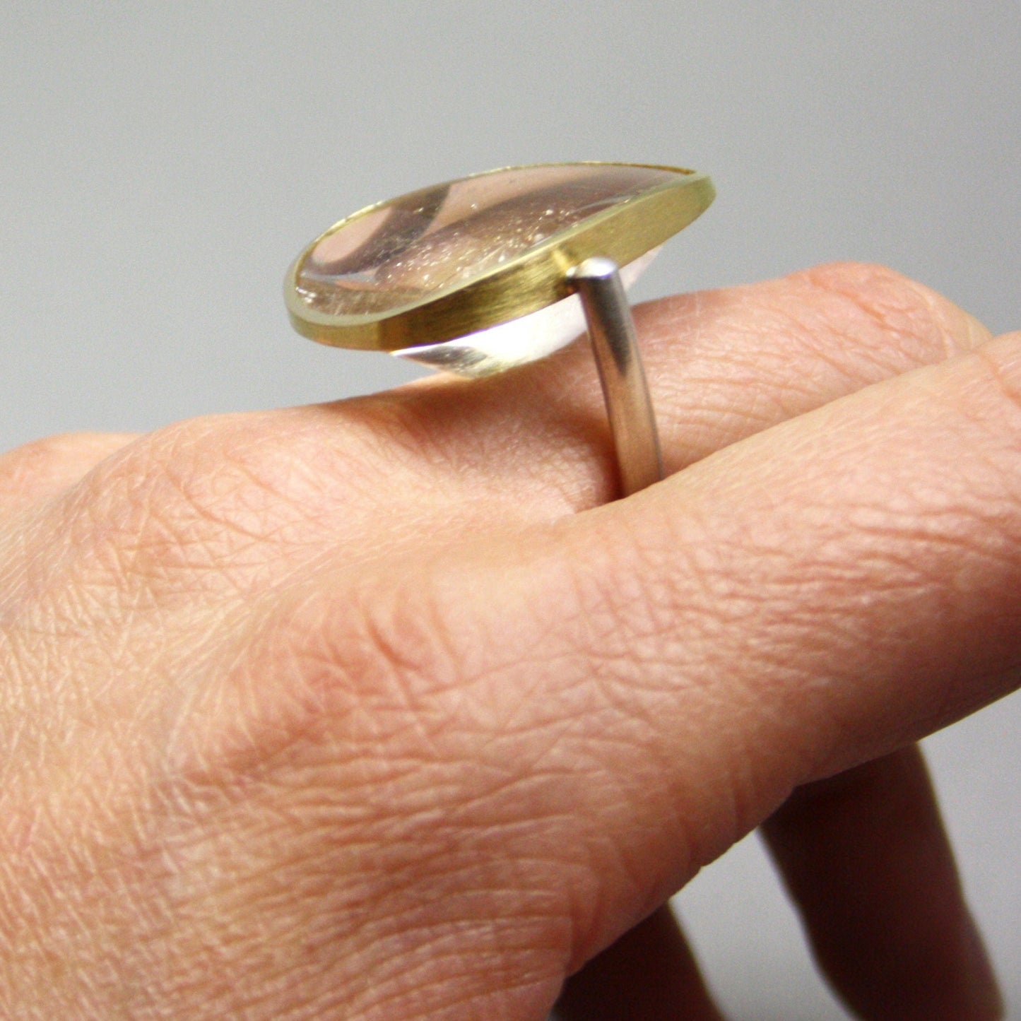 Ring 750 gold 925 silver with rutilated quartz size. 57