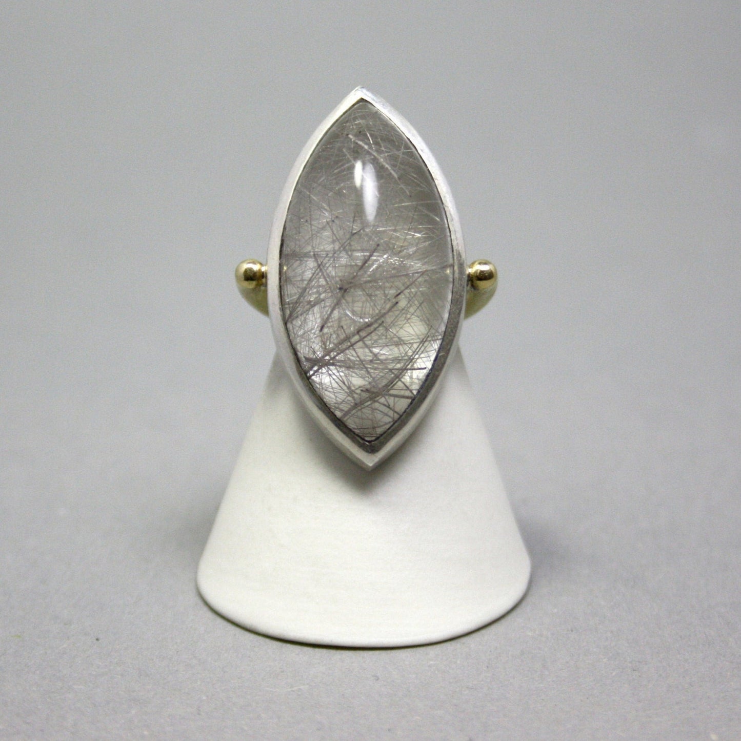 Ring 750 gold 925 silver with rutilated quartz size. 55