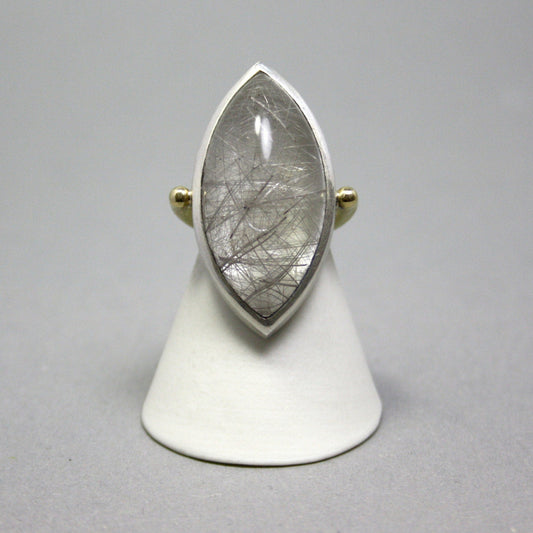 Ring 750 gold 925 silver with rutilated quartz size. 55