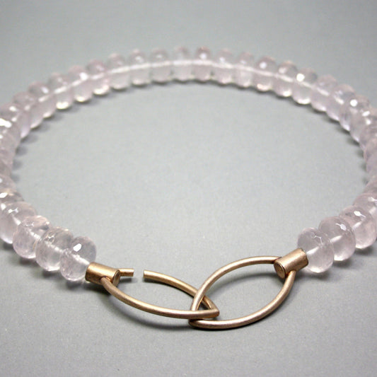 Necklace made of rose quartz 925 silver red gold plated