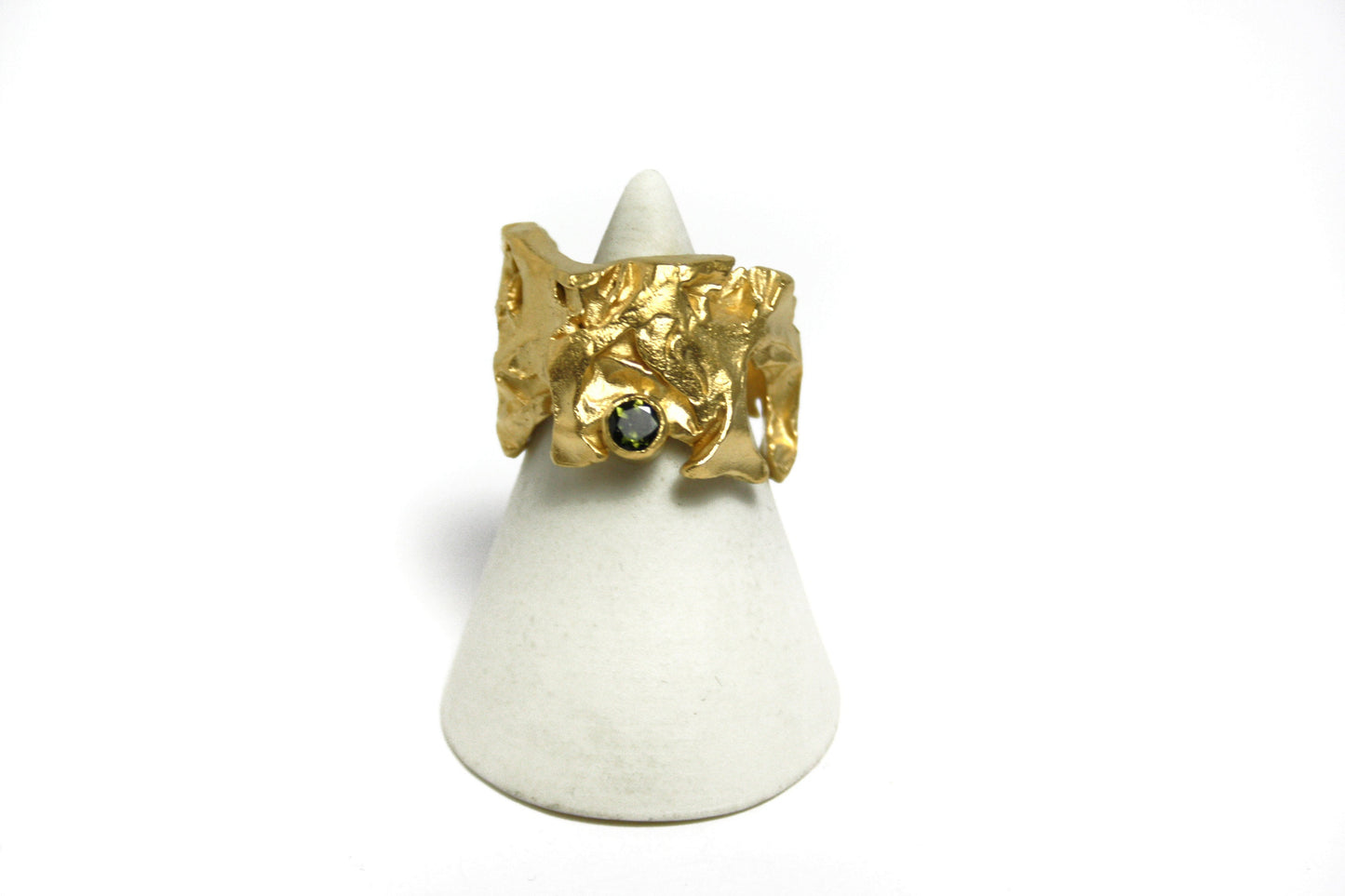 Ring 925 silver gold-plated with green tourmaline size. 55