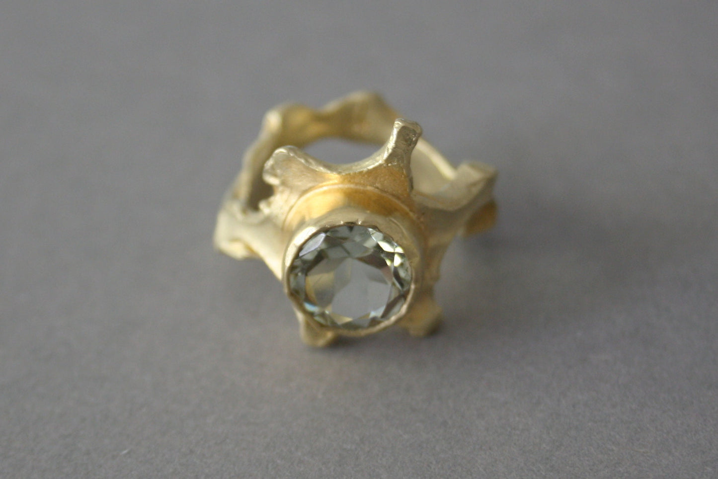 Ring 925 silver gold-plated with prasiolite size. 55
