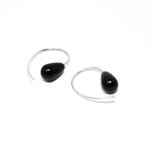 Ohrhänger Onyx 925er-Silber glänzend