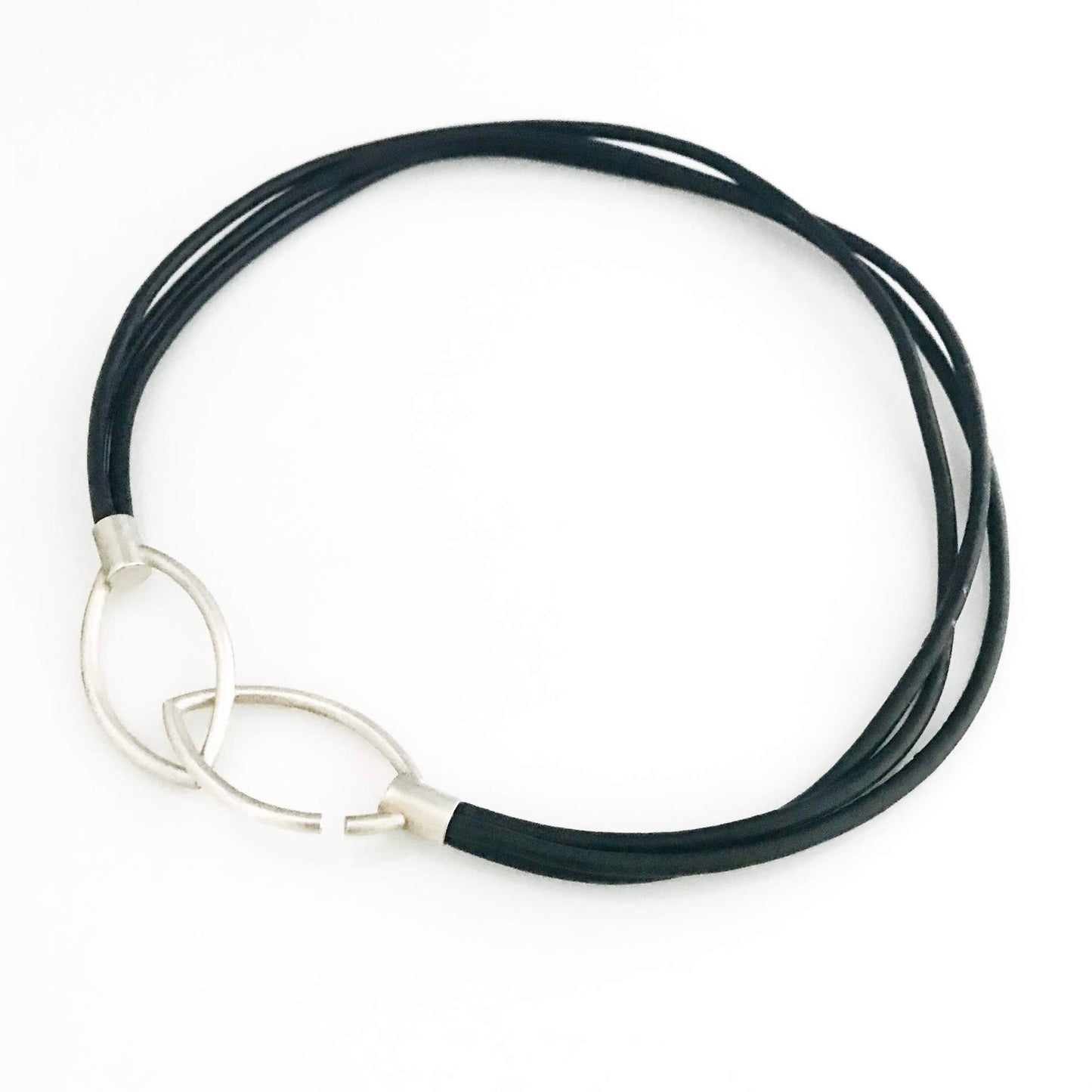 Black leather straps with 925 silver clasp in three lengths