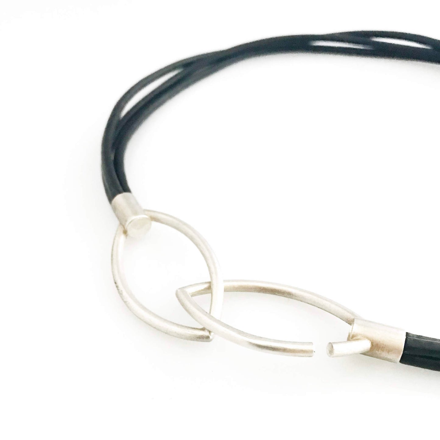 Black leather straps with 925 silver clasp in three lengths