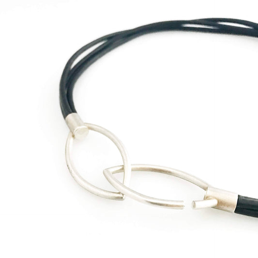 Black leather straps with 925 silver clasp in three lengths