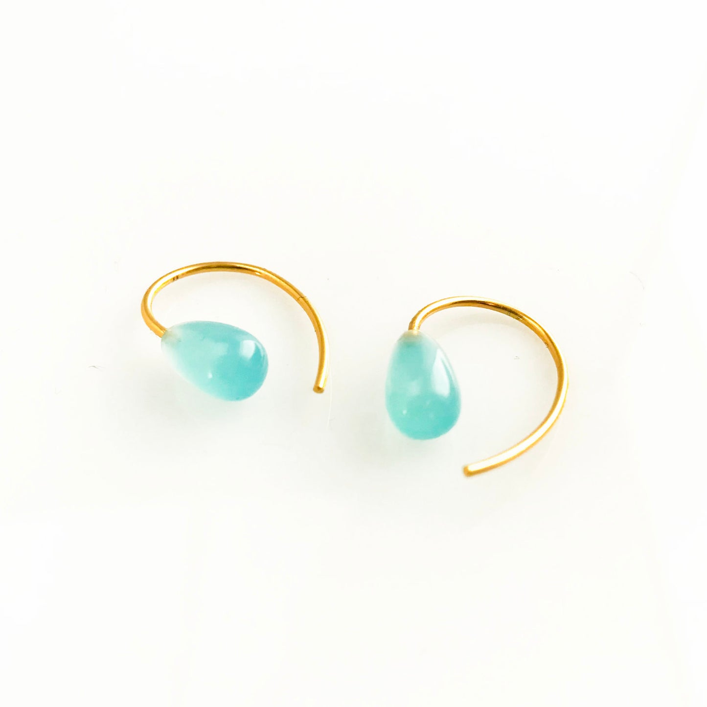 Earrings turquoise blue chalcedony 925 silver gold-plated