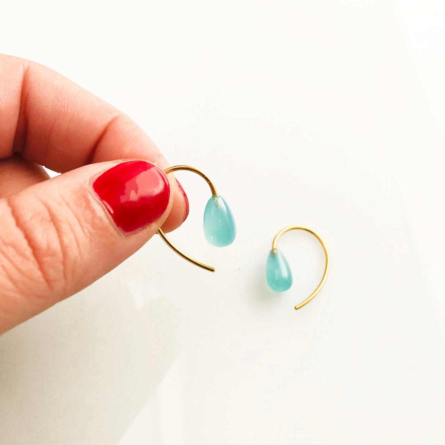 Earrings turquoise blue chalcedony 925 silver gold-plated