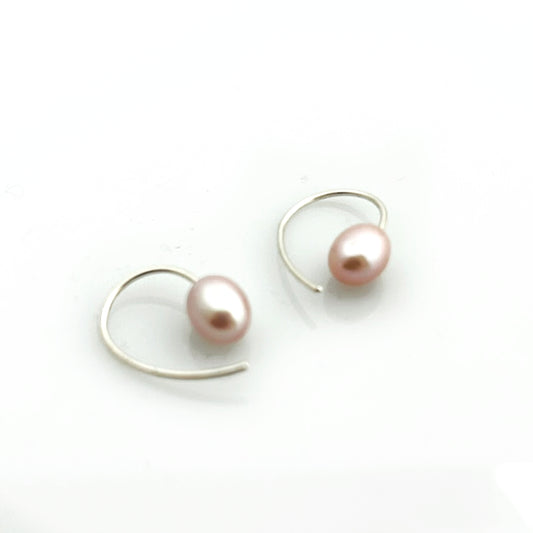 Zart rosa Perlenohrringe aus 925er Sterling Silber