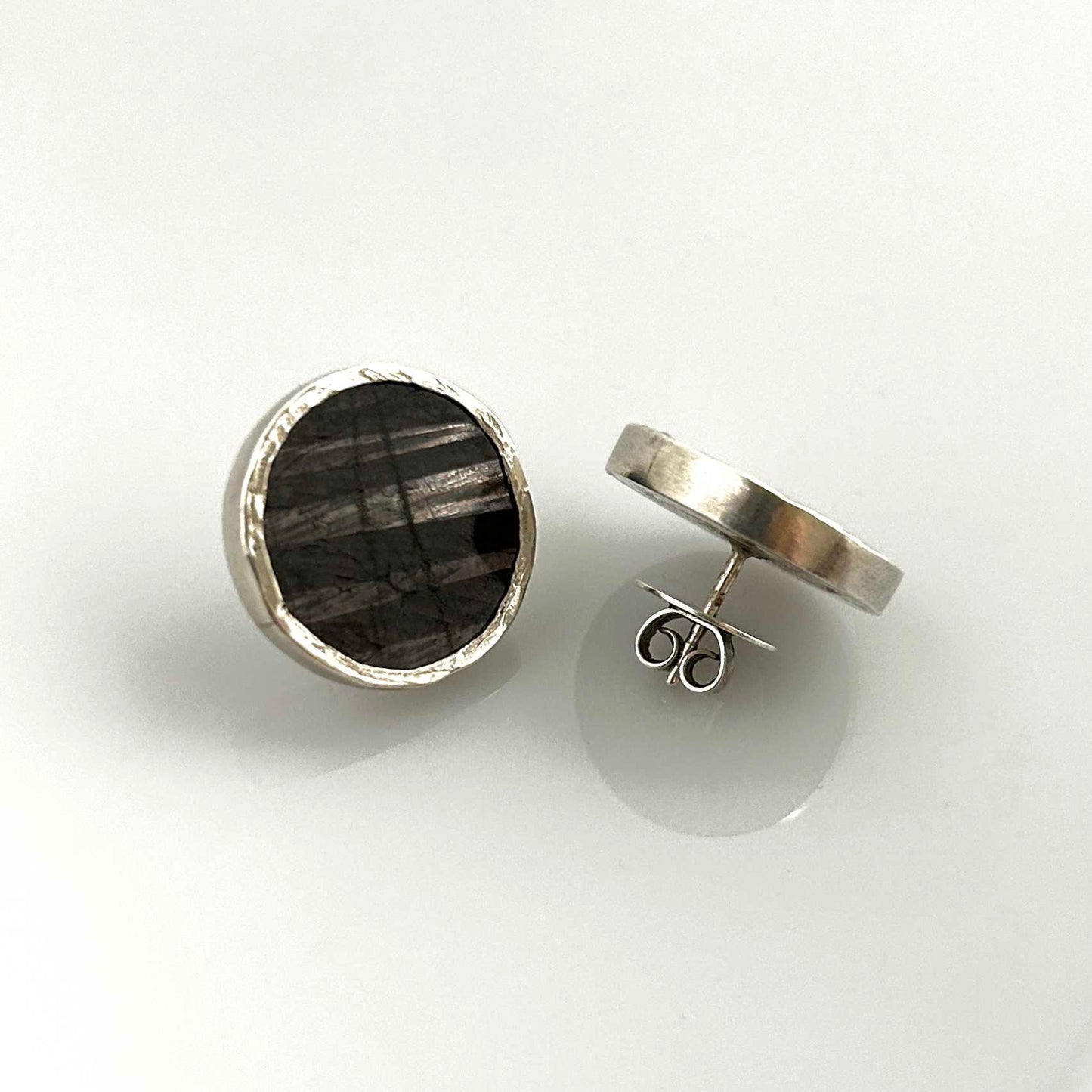 Schillernde Ohrstecker Hypersthen 925-Silber