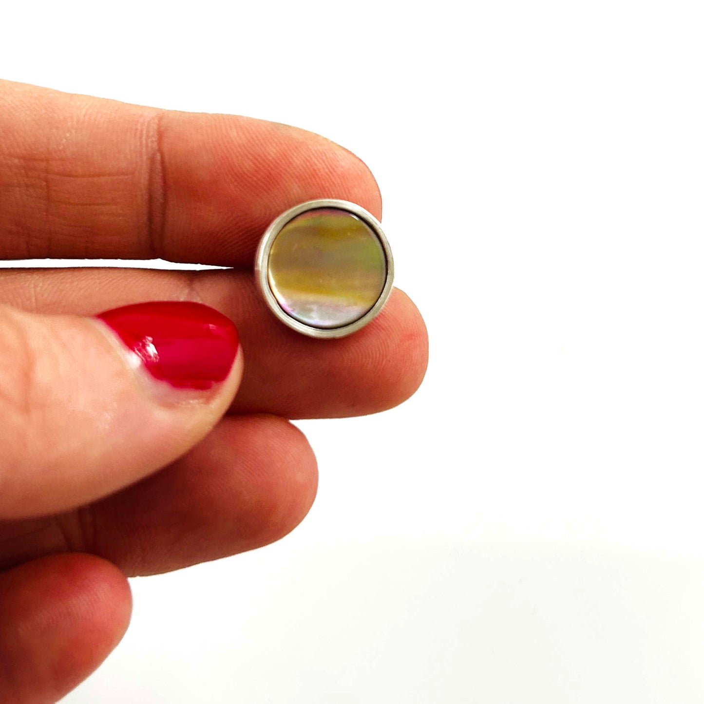 Glänzende Ohrstecker Perlmutt 925-Silber