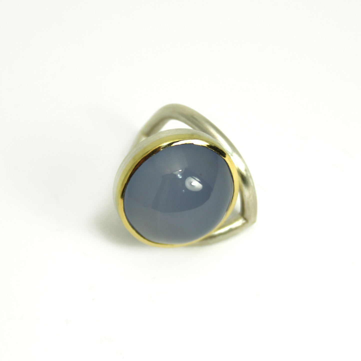 Ring 750 gold 925 silver with chalcedony size. 57