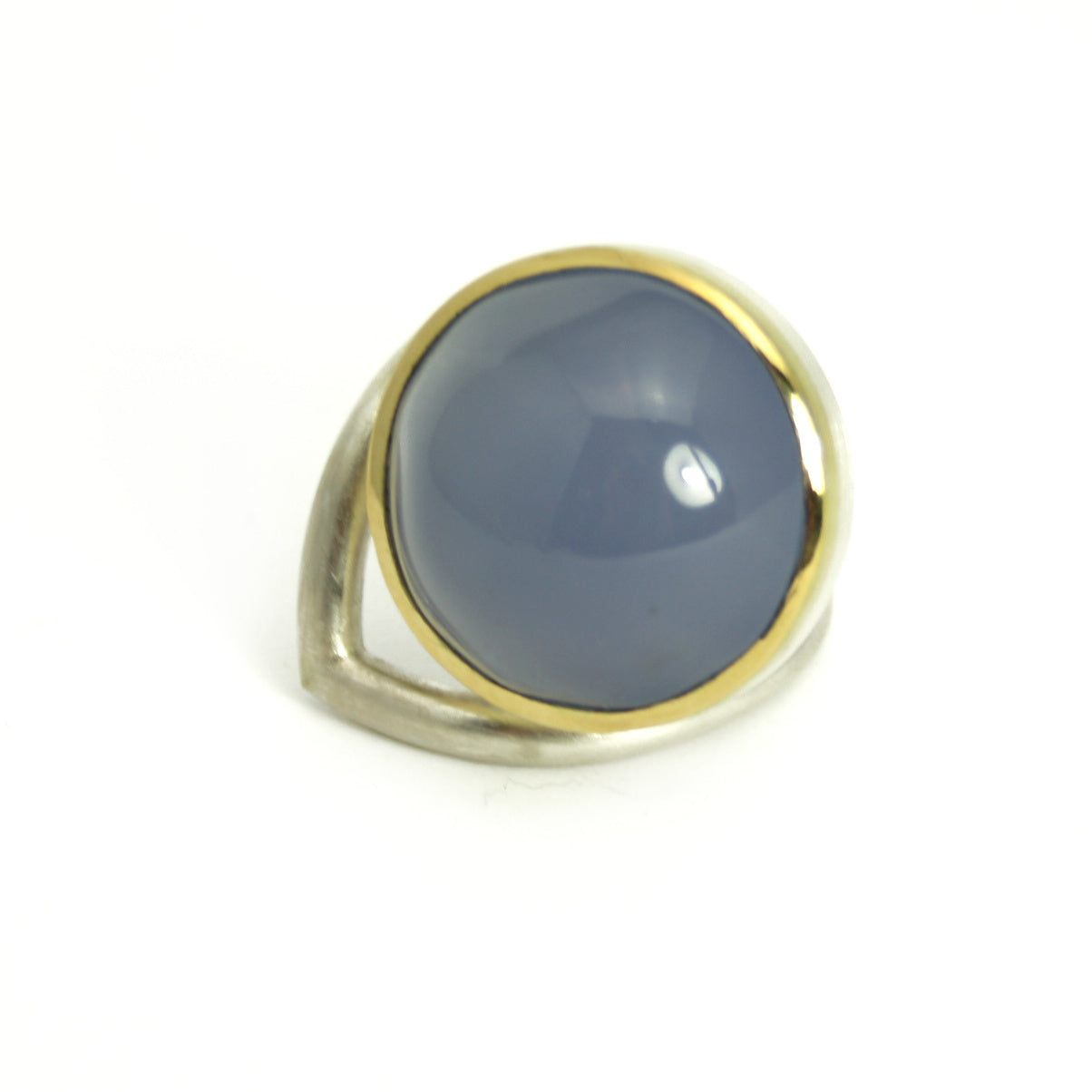 Ring 750 gold 925 silver with chalcedony size. 57