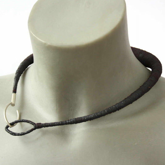 Textile Choker Yarn Resin 925 Silver Bordeaux